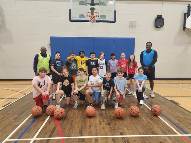 Large kids basketball group